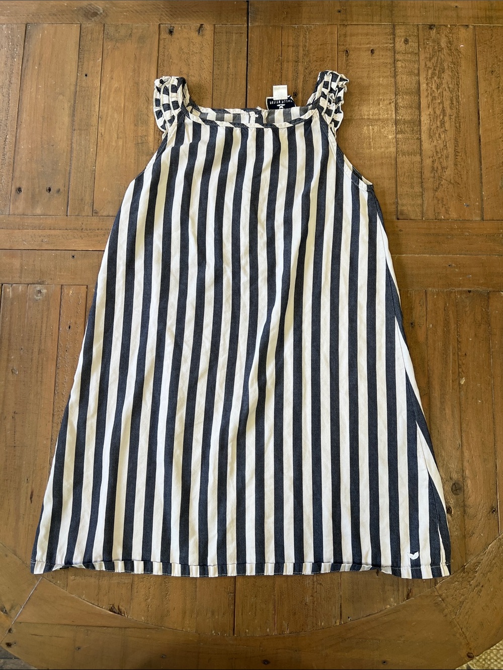Petite plume navy stripes ruffle night gown girls size 8